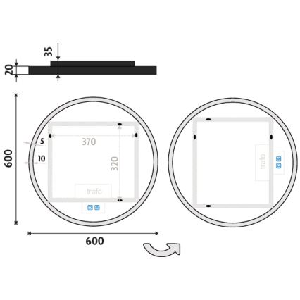 NIMCO ZPC 28000RVX-90 - Specchio da bagno LED retroilluminato dimmerabile LED/26W/230V 3000-6500K Ø 60 cm nero opaco IP44