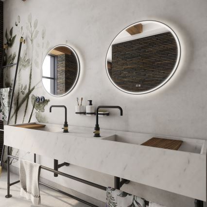 NIMCO ZPC 28001RVX-90 - Specchio da bagno LED dimmerabile con retroilluminazione LED/33W/230V 3000-6500K diametro 70 cm opaco nero IP44