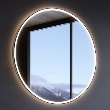 NIMCO ZPC 28001RVX-90 - Specchio da bagno retroilluminato dimmerabile a LED/33W/230V 3000-6500K Ø 70 cm nero opaco IP44