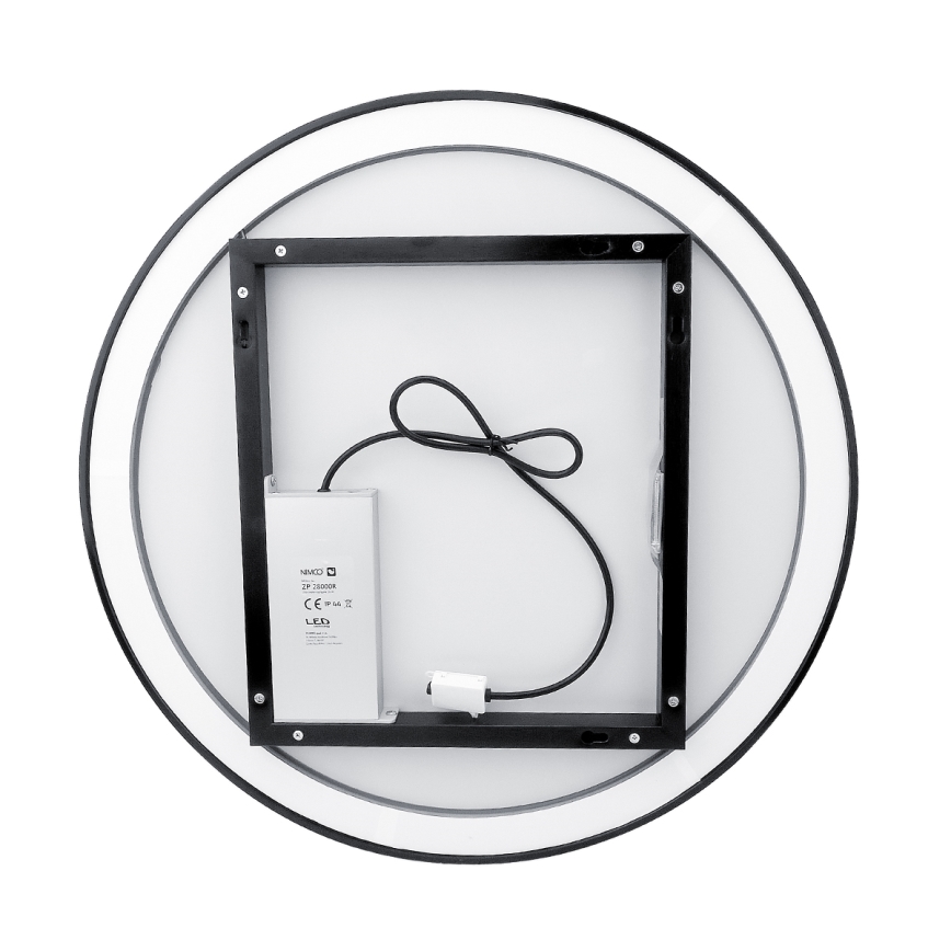 NIMCO ZPC 28001RVX-90 - Specchio da bagno retroilluminato dimmerabile a LED/33W/230V 3000-6500K Ø 70 cm nero opaco IP44