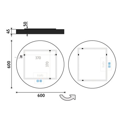 NIMCO ZPC 31000RVX-90 - Specchio da bagno retroilluminato a LED dimmerabile/20W/230V 3000–6500K Ø 60 cm nero opaco IP44