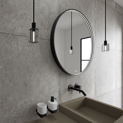 NIMCO ZPC 31001RVX-90 - Specchio da bagno LED dimmerabile con retroilluminazione LED/22W/230V 3000-6500K diametro 70 cm opaco nero IP44