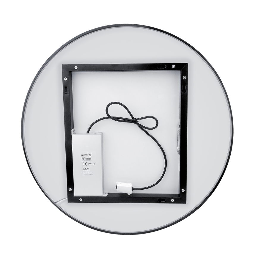 NIMCO ZPC 31001RVX-90 - Specchio da bagno LED dimmerabile con retroilluminazione LED/22W/230V 3000-6500K diametro 70 cm opaco nero IP44