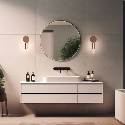 NIMCO ZPC 31002RVX-90 - Specchio da bagno LED dimmerabile con retroilluminazione LED/26W/230V 3000-6500K diametro 80 cm opaco nero IP44