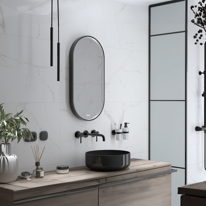 NIMCO ZPC 32002LVX-90 - Specchio da bagno retroilluminato a LED dimmerabile LED/25W/230V 3000-6500K 80x40 cm nero opaco IP44