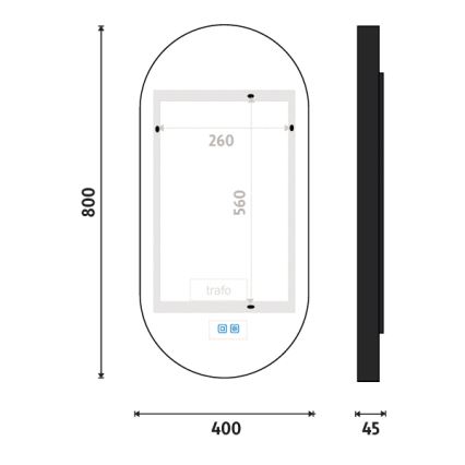 NIMCO ZPC 32002LVX-90 - Specchio da bagno retroilluminato a LED dimmerabile LED/25W/230V 3000-6500K 80x40 cm nero opaco IP44
