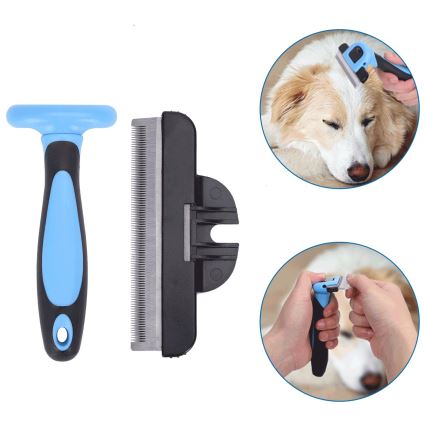 Nobleza - Spazzola per cani e gatti blu 10,5 cm