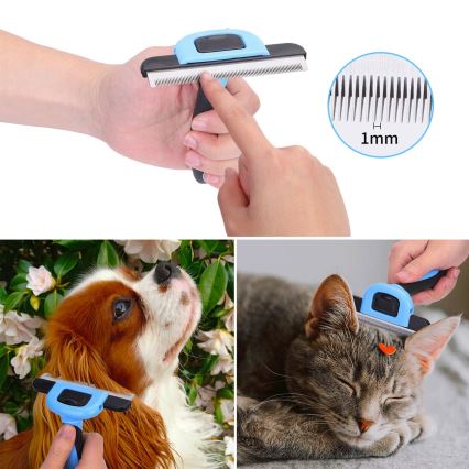 Nobleza - Spazzola per cani e gatti blu 10,5 cm