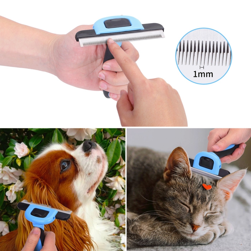 Nobleza - Spazzola per cani e gatti blu 10,5 cm