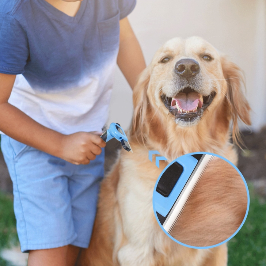 Nobleza - Spazzola per cani e gatti blu 10,5 cm