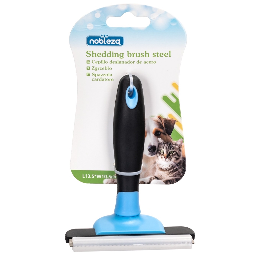Nobleza - Spazzola per cani e gatti blu 10,5 cm