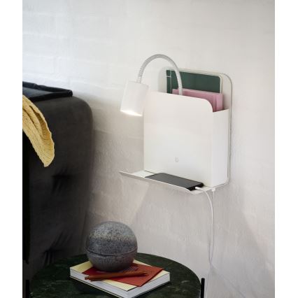 Nordlux - Faretto da parete con mensola e USB ROOMI 1xGU10/8W/230V bianco