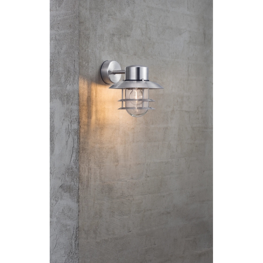 Nordlux - Applique da esterno BLOKHUS 1xE27/60W/230V IP54 argento