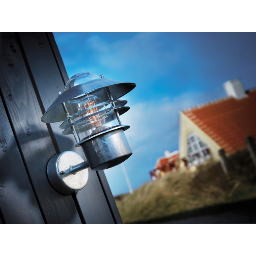 Nordlux - Applique da esterno BLOKHUS 1xE27/60W/230V IP54 argento