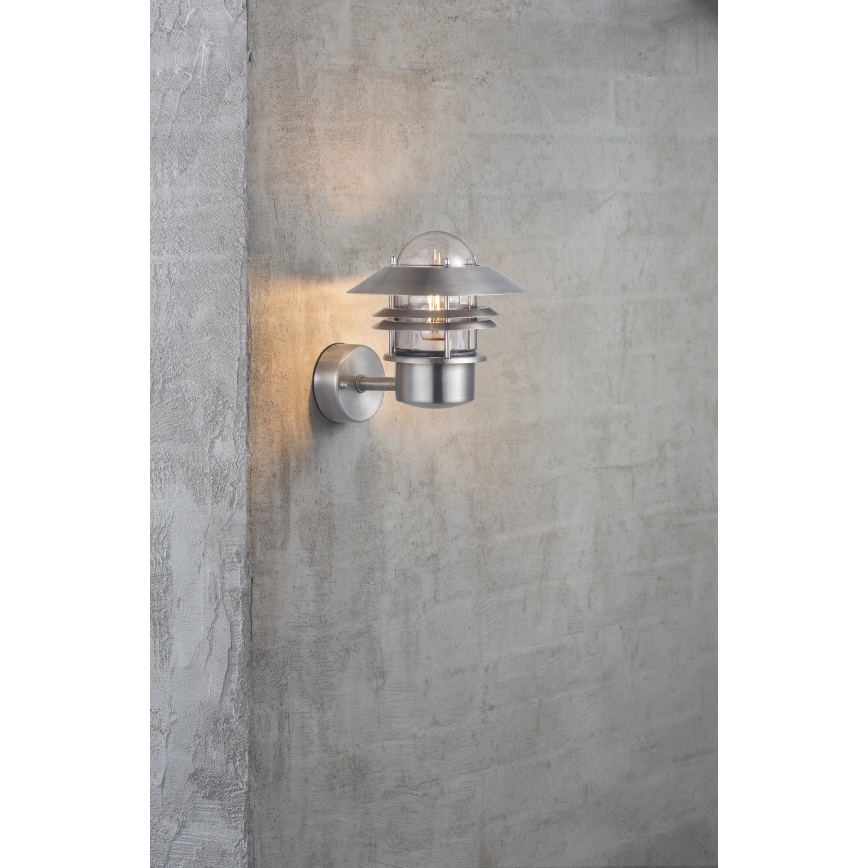 Nordlux - Applique da esterno BLOKHUS 1xE27/60W/230V IP54 argento