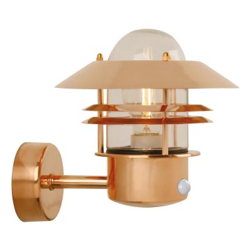 Nordlux - Applique da esterno con sensore BLOKHUS 1xE27/60W/230V IP54 rame