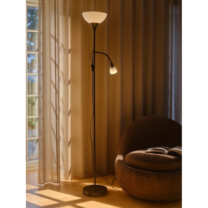 Nordlux - Lampada con piedistallo LAURIA 1xE27/40W/230V + 1xE14/15W nero