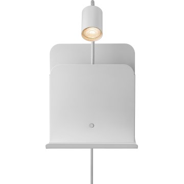Nordlux - Lampada da parete con faretti, mensola e USB ROOMI 1xGU10/8W/230V bianco