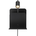 Nordlux - Lampada da parete con faretti, mensola e USB ROOMI 1xGU10/8W/230V nero