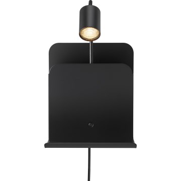 Nordlux - Lampada da parete con faretti, mensola e USB ROOMI 1xGU10/8W/230V nero