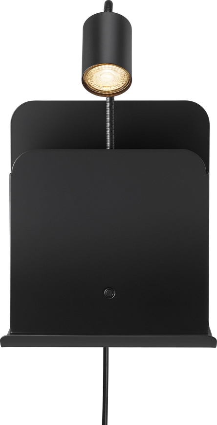 Nordlux - Lampada da parete con faretti, mensola e USB ROOMI 1xGU10/8W/230V nero