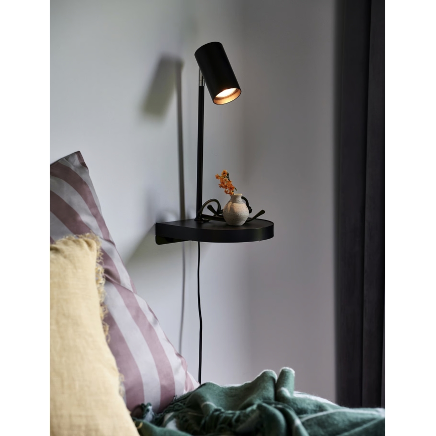 Nordlux - Lampada da parete con mensola CODY 1xGU10/15W/230V nera