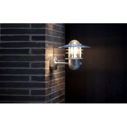 Nordlux - Applique da esterno AGGER con sensore 1xE27/60W/230V IP54 argento