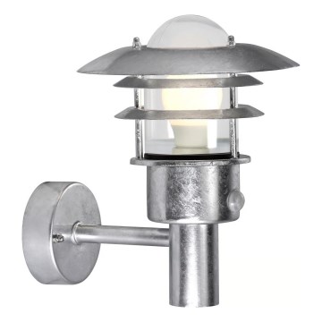 Nordlux - Lampada da parete per esterni con sensore LONSTRUP 1xE27/60W/230V IP44, finitura argento