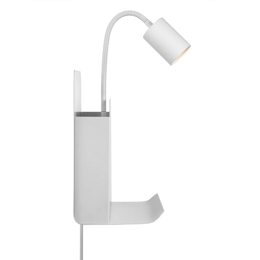 Nordlux - Lampada da parete con faretti, mensola e USB ROOMI 1xGU10/8W/230V bianco