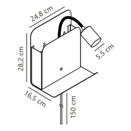 Nordlux - Lampada da parete con faretti, mensola e USB ROOMI 1xGU10/8W/230V bianco