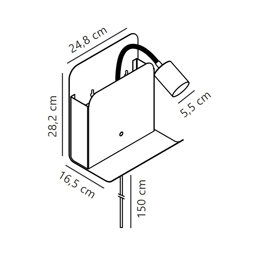Nordlux - Lampada da parete con faretti, mensola e USB ROOMI 1xGU10/8W/230V bianco