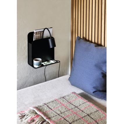 Nordlux - Lampada da parete con faretti, mensola e USB ROOMI 1xGU10/8W/230V nero