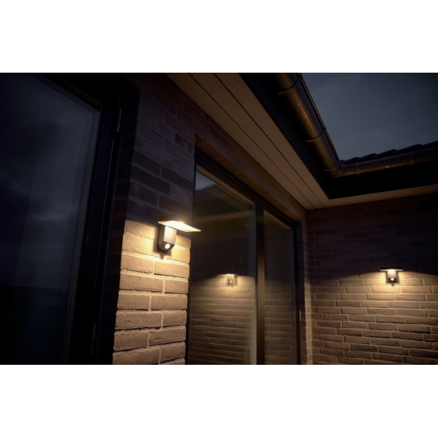 Nordlux - Lampada da parete solare LED con sensore RICA LED/5W/3,7V IP44 2200 mAh quadrata