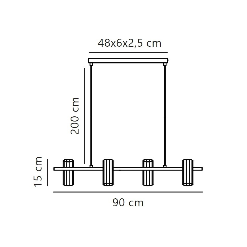 Nordlux - Lampadario a sospensione con filo ALANIS 4xGU10/15W/230V nero