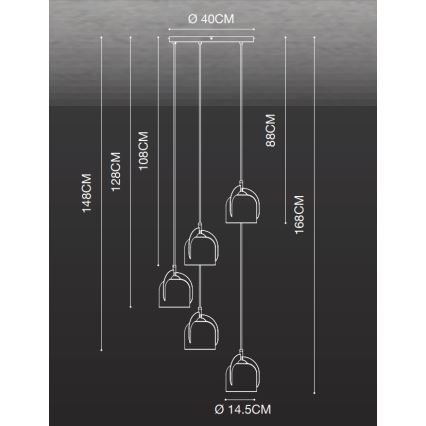 Nordlux - Lampadario a sospensione con filo BOSHI 5xE14/40W/230V