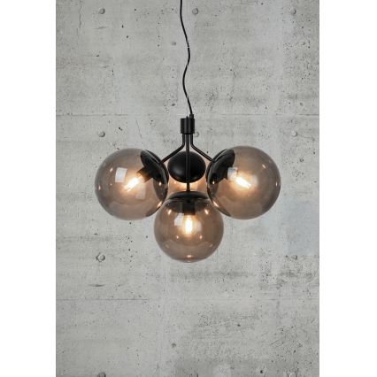 Nordlux - Lampadario a sospensione con filo IVONA 4xE27/28W/230V nero