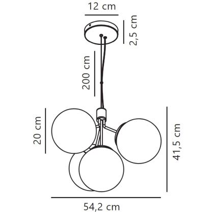 Nordlux - Lampadario a sospensione con filo IVONA 4xE27/28W/230V nero