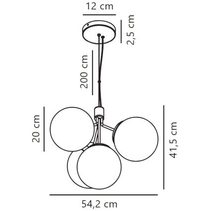 Nordlux - Lampadario a sospensione con filo IVONA 4xE27/28W/230V oro