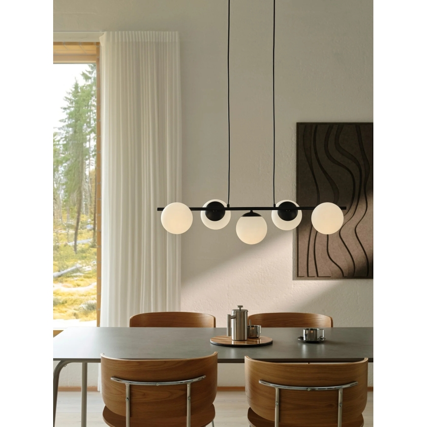 Nordlux - Lampadario a sospensione LILLY su cavo 5xE14/10W/230V nero