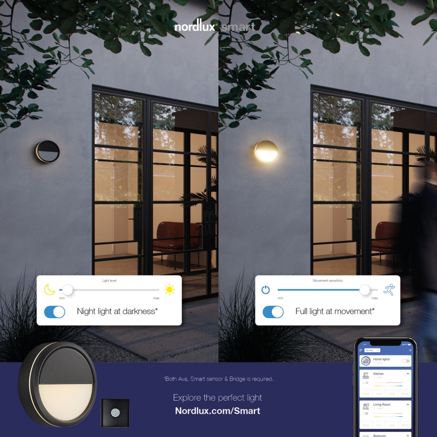 Nordlux - LED Applique da esterno dimmerabile AVA SMART LED/9,5W/230V 2700K IP54 nero
