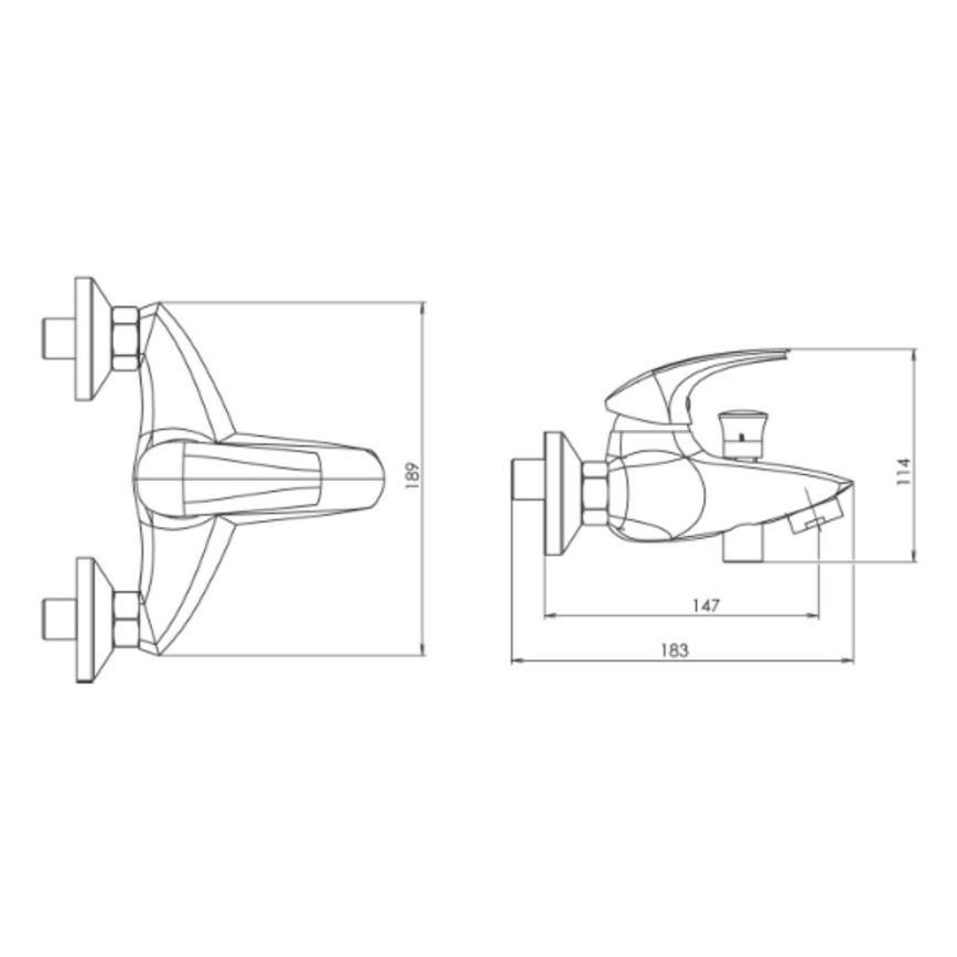 Novaservis - Miscelatore per vasca METALIA, finitura cromata lucida