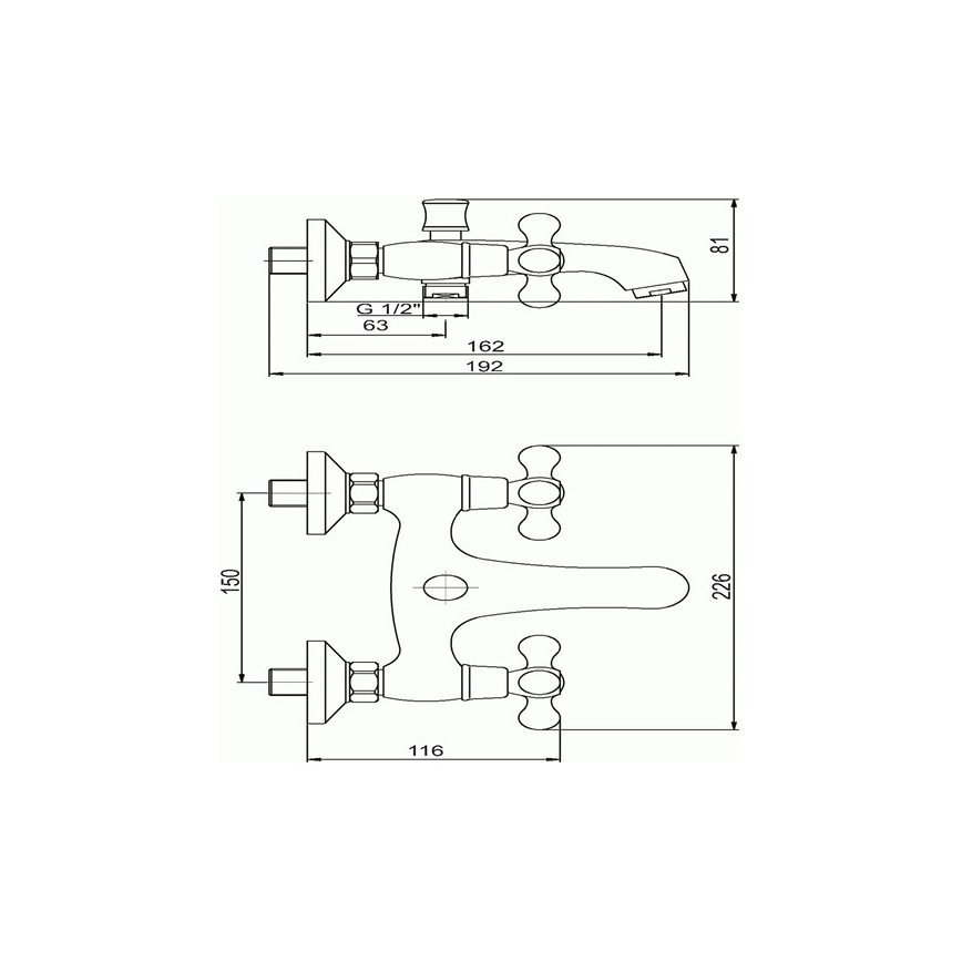 Novaservis - Miscelatore per vasca TITANIA RETRO, cromo lucido