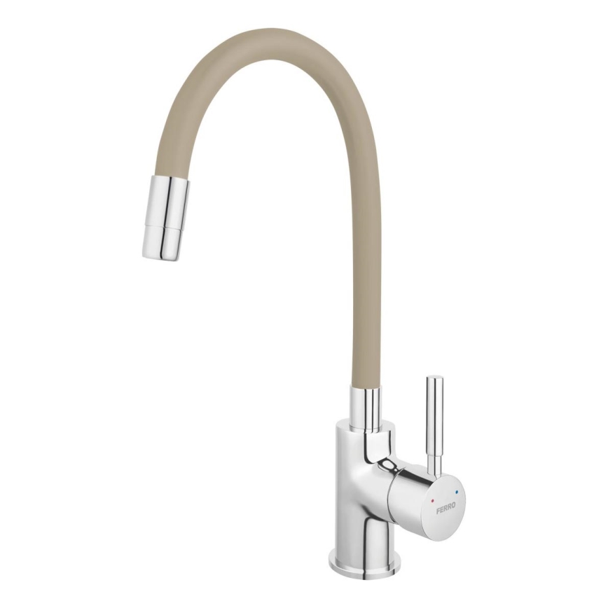 Novaservis - Rubinetto per lavello con braccio flessible cromo lucido/beige
