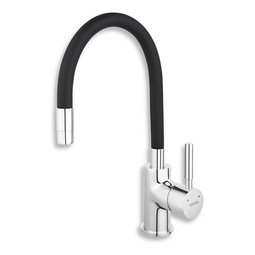 Novaservis - Rubinetto per lavello con braccio flessible cromo lucido/opaco nero