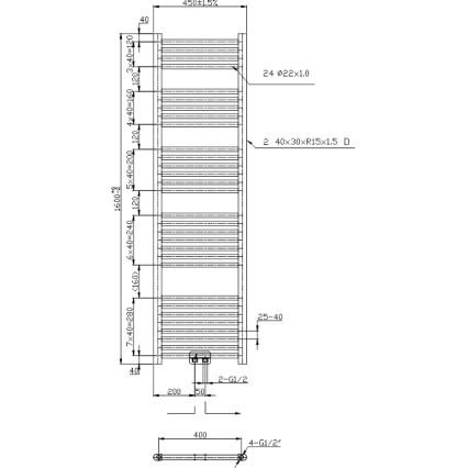 Novaservis - Scaldasalviette a scala per bagno 423W/230V 160x45 cm cromo lucido dritto