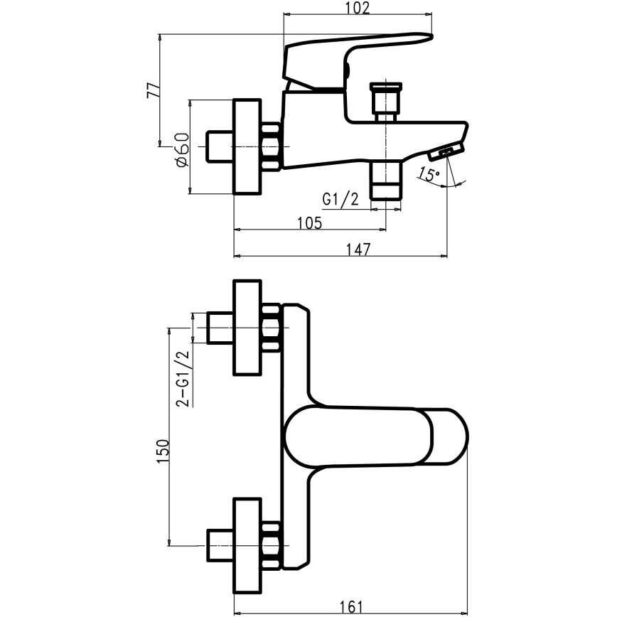Novaservis - Set per vasca con miscelatore TITANIA COSMOS, cromo lucido