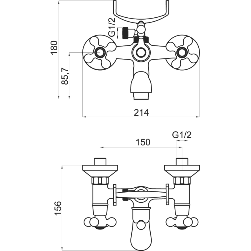 Novaservis - Set vasca con miscelatore TITANIA RETRO cromo lucido