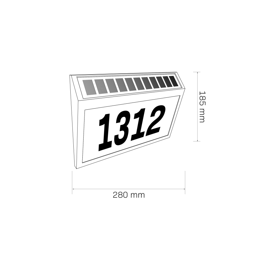 Numero civico solare LED NUMERO LED/3,7V 6000K 1200 mAh IP44 nero