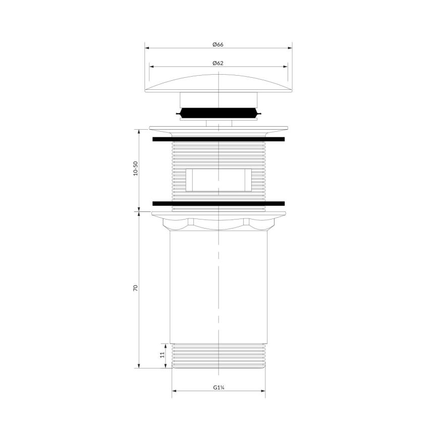 OMNIRES A706AT - Scarico del lavandino CLICK-CLACK diametro 6,6 cm pettinato antracite