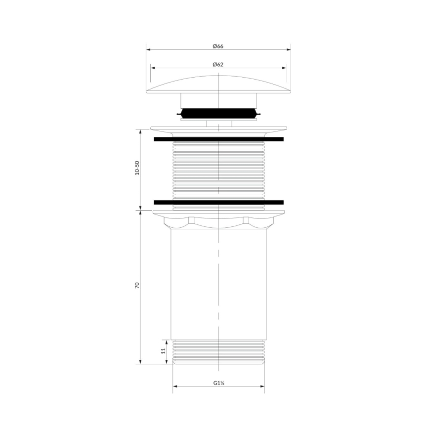 OMNIRES A716BP - Scarico del lavandino CLICK-CLACK diametro 6,6 cm bianco lucido